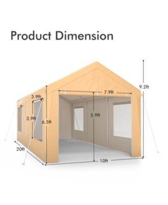 10 x 20 Feet Heavy-Duty Steel Portable Carport Car Canopy Shelter