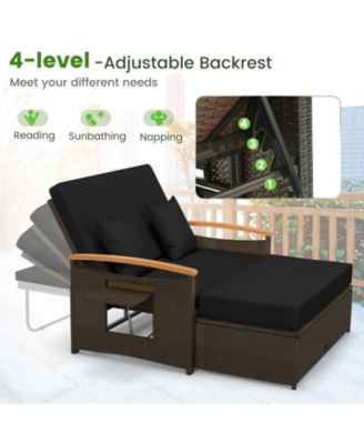 Outdoor Wicker Daybed with Folding Panels and Storage Ottoman
