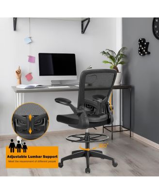 Height Adjustable Drafting Chair with Flip Up Arms