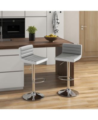Set of 2 Adjustable Heights Barstool with PU Leather