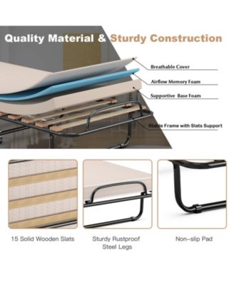 Portable Folding Bed with Memory Foam Mattress and Sturdy Metal Frame