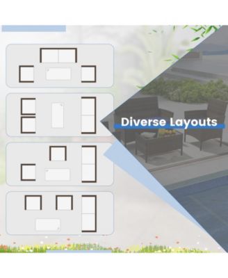 4 Piece Patio Rattan Conversation Set with Cozy Seat Cushions