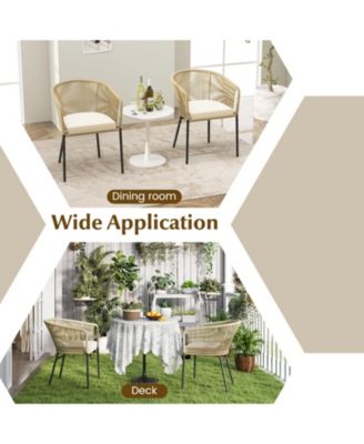 Patio Chairs Set of 4 with Curved Backrest and Seat Cushion for Patio