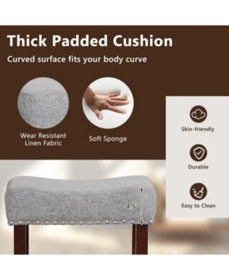 Set of 2 25 Inch Bar Stool with Curved Seat Cushions