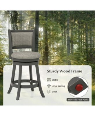 Swivel Bar Stools Set of 2 with Soft-padded Back and Seat-S