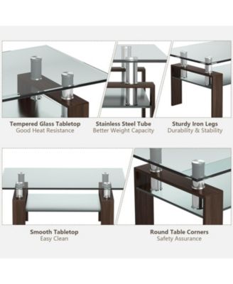 Rectangle Glass Table with Metal Legs