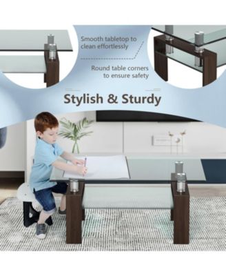 Rectangle Glass Table with Metal Legs