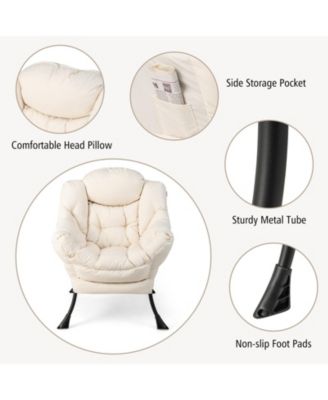 Modern Accent Sofa Chair with Folding Footrest and Side Pocket