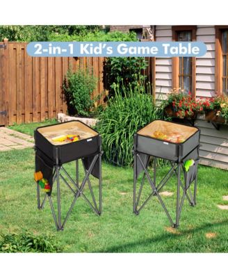 2 Pieces Folding Camping Tables with Large Capacity Storage Sink for Picnic