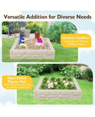 2-In-1 HDPE Kids Sandbox with Cover and Bottom Liner