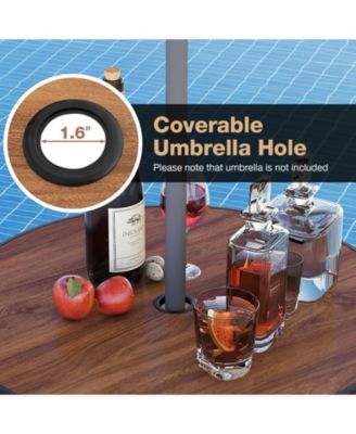 28 Inches Outdoor Bar Table with Wood-Like Tabletop for Backyard Garden