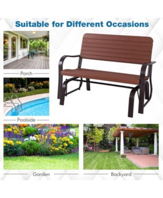 2-Seat Porch Glider with HDPE Back Seat and Steel Frame