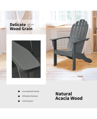 Acacia Wood Outdoor Adirondack Chair with Ergonomic Design