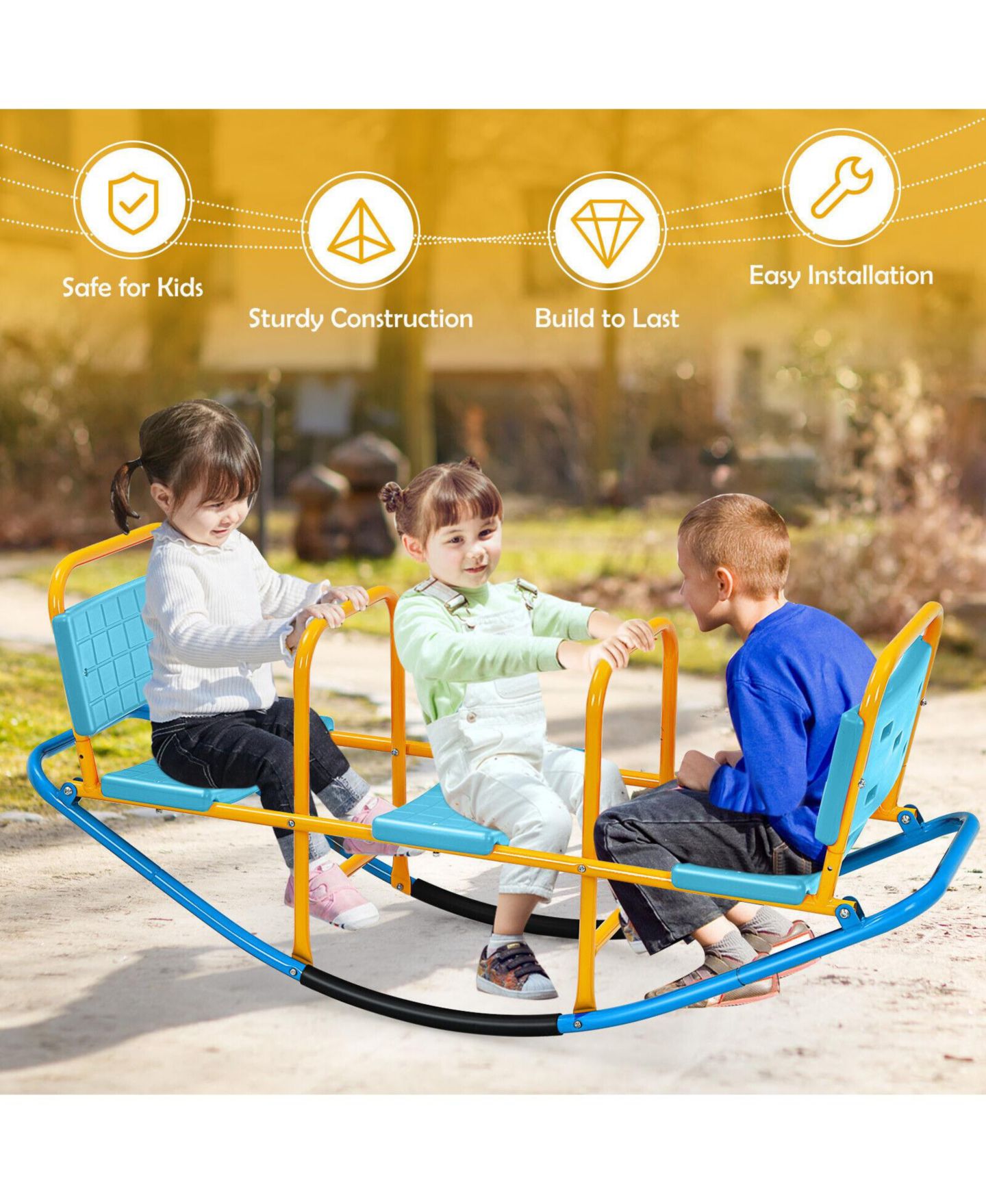 Детская игрушка GOUUN Outdoor Kids Seesaw Swivel Teeter for 3 to 8 Years Old, цвет: Синий — фото 8