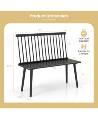 Entryway Bench for 2 with Spindle Back for Kitchen Dining Room Hallway