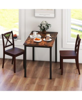 Wood Dining Chair Set of 2 with Rubber Wood Legs and Curved Backrest