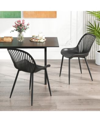 Modern Kitchen Chairs with Metal Legs Cutout Backrest Curved Seat for Dining Room Home Office