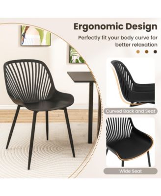 Modern Kitchen Chairs with Metal Legs Cutout Backrest Curved Seat for Dining Room Home Office