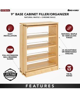9" Pullout Kitchen Cabinet Filler Organizer Spice Rack, 432-BF-9C