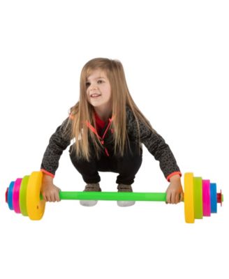 Hey Play Barbell and 8 Plates Kids Weight Set