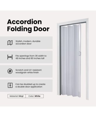 OAKMT4880HEC Oakmont Wooden Style Vinyl Accordion Door, White