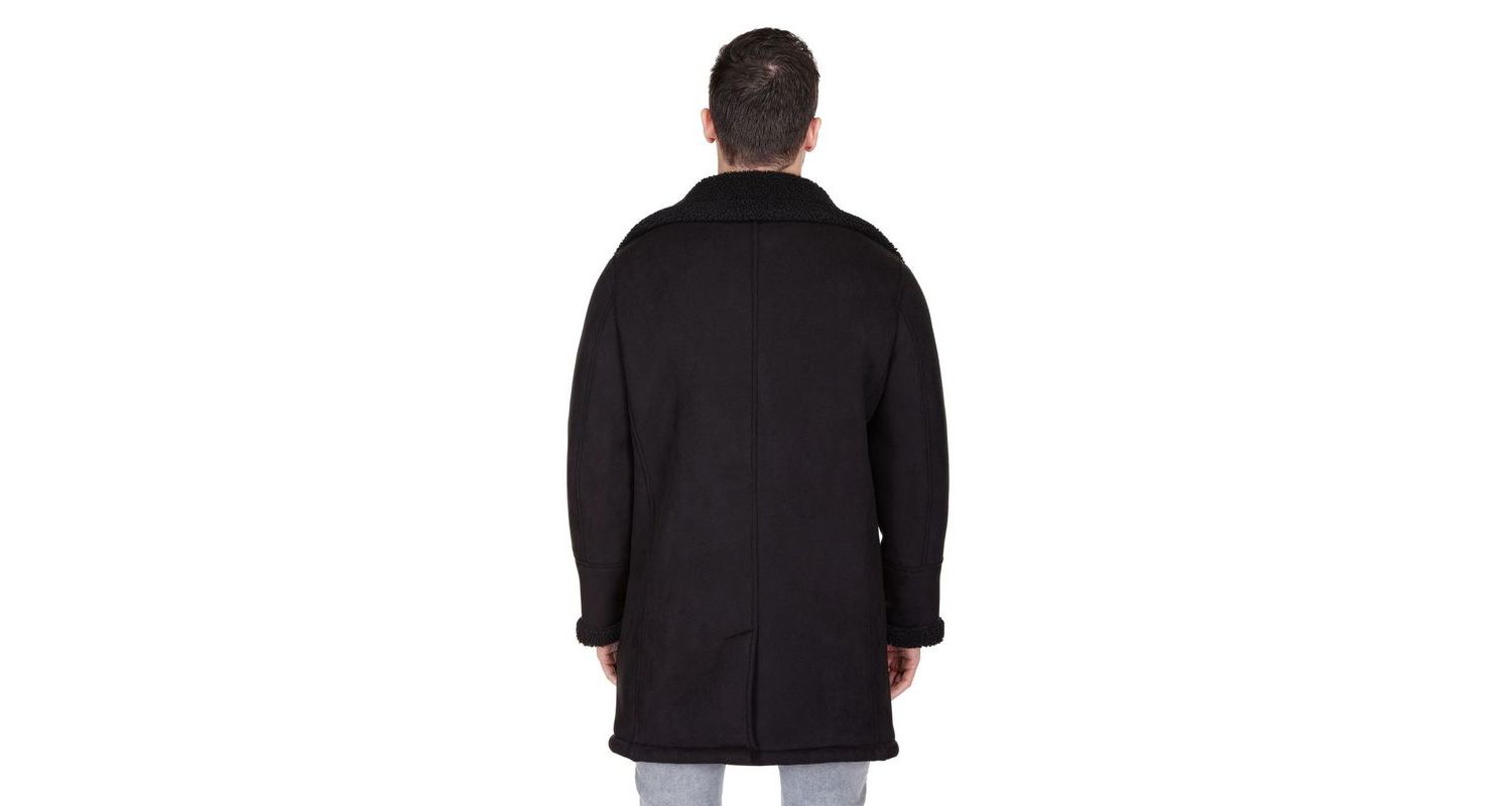 Men's Faux Shearling Double Breasted Overcoat