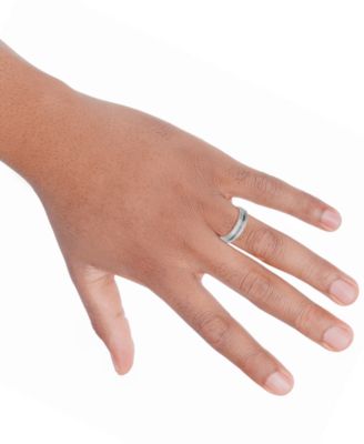 Men's Bark & Brushed Finish Wedding Band in Sterling Silver & Black Rhodium-Plate