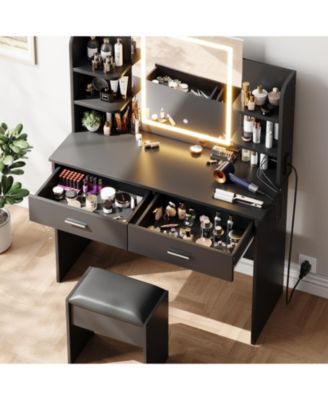 Vanity Desk with Mirror and Lights – Makeup Vanity Set with Desk and Stool