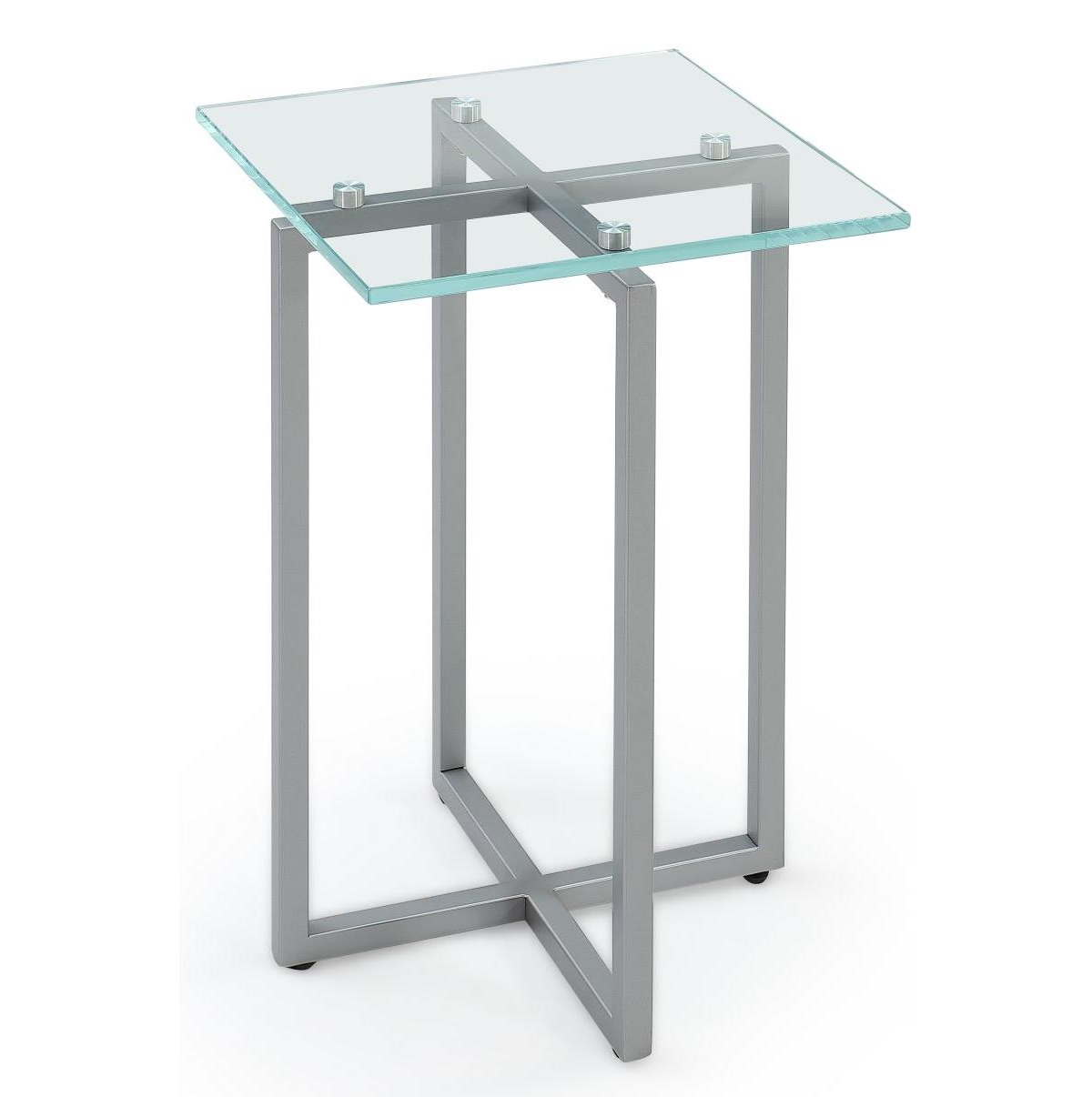 Macy's Emila 14" Square Sintered Stone Mix And Match Martini Table In Clear Glass,silver Sky