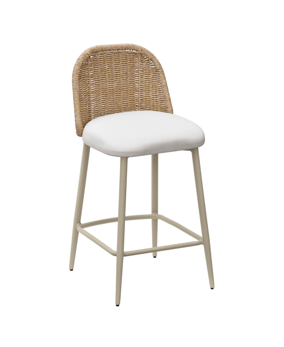 Tov Furniture Alexa Rattan Performance Fabric Outdoor Counter Stool In Cream