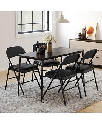 4 Pack Folding Chairs With Padded Cushion and Back, Folding Chairs for Outside, Foldable Chairs With Metal Frame Hold Up to 350 Lbs, Metal Chairs for Home, Office, Indoor & Outdoor Events