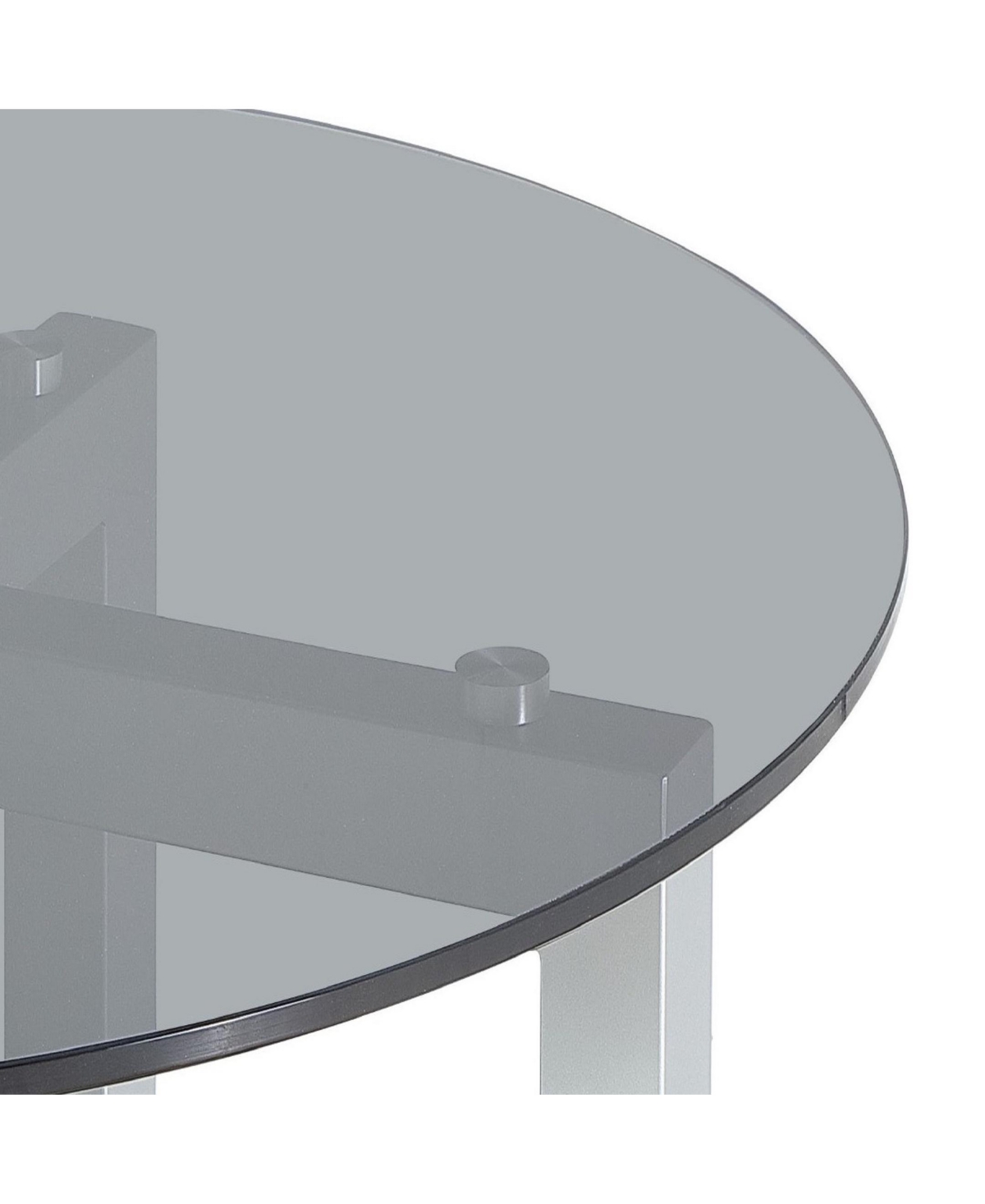 Macy's Emila 38" Round Glass Mix And Match Coffee Table In Smoked Glass,silver Sky