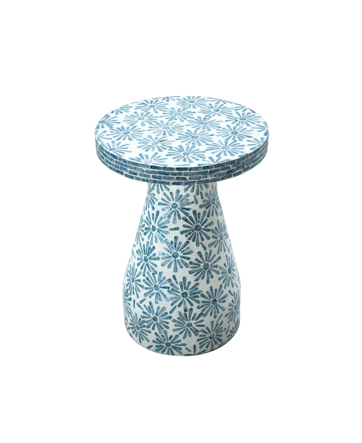 Tov Furniture 18" Wood And Shell Side Table In Blue