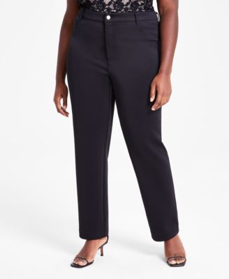 Bar III - Plus Size Scuba-Knit Trousers