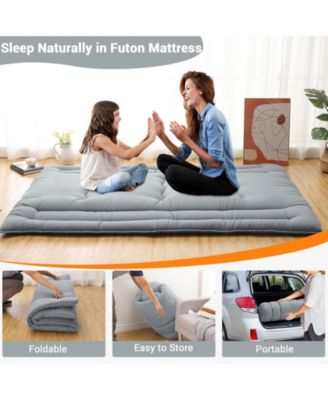 Japanese Floor Mattress Full, Foldable Futon, Thick Sleeping Pad & Portable Camping Mattress, for Living Room & Guest Room