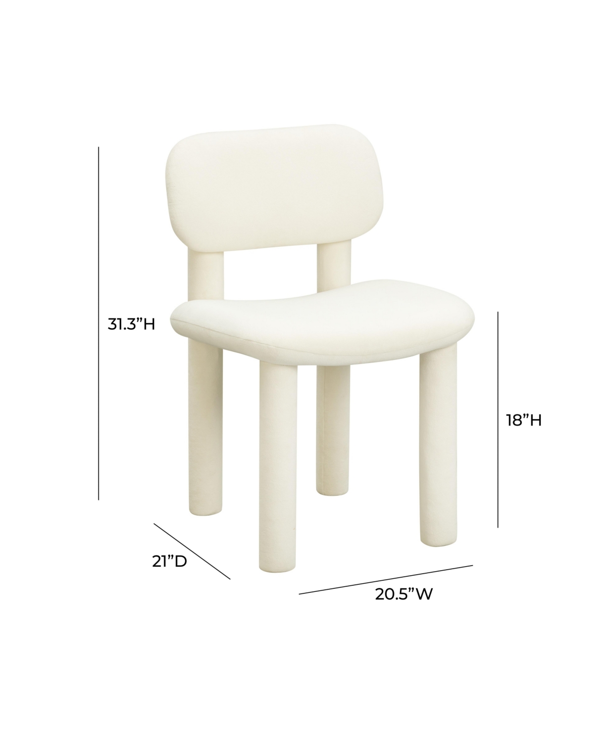 Tov Furniture 21"w Velvet Dining Chair In Ivory