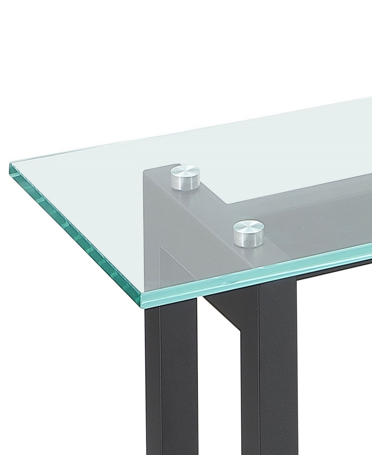 Macy's Emila 54" Glass Mix And Match Console Table In Ultra Clear Glass,gunmetal