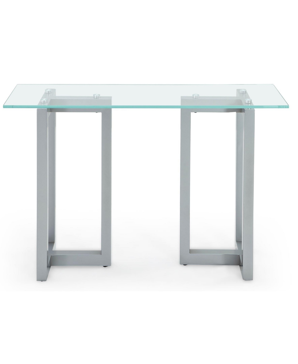 Macy's Emila 54" Glass Mix And Match Console Table In Ultra Clear Glass,silver Sky