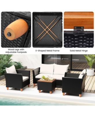 4 Pieces Outdoor Conversation Set with Storage Coffee Table