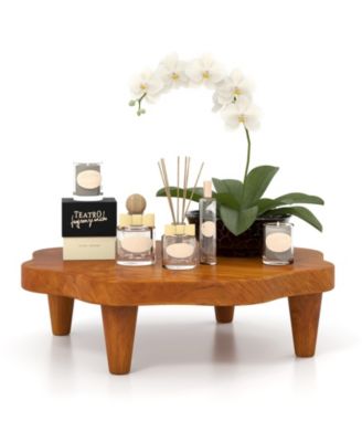 16" Teak Wood Pedestal Stand for Aroma and Snacks