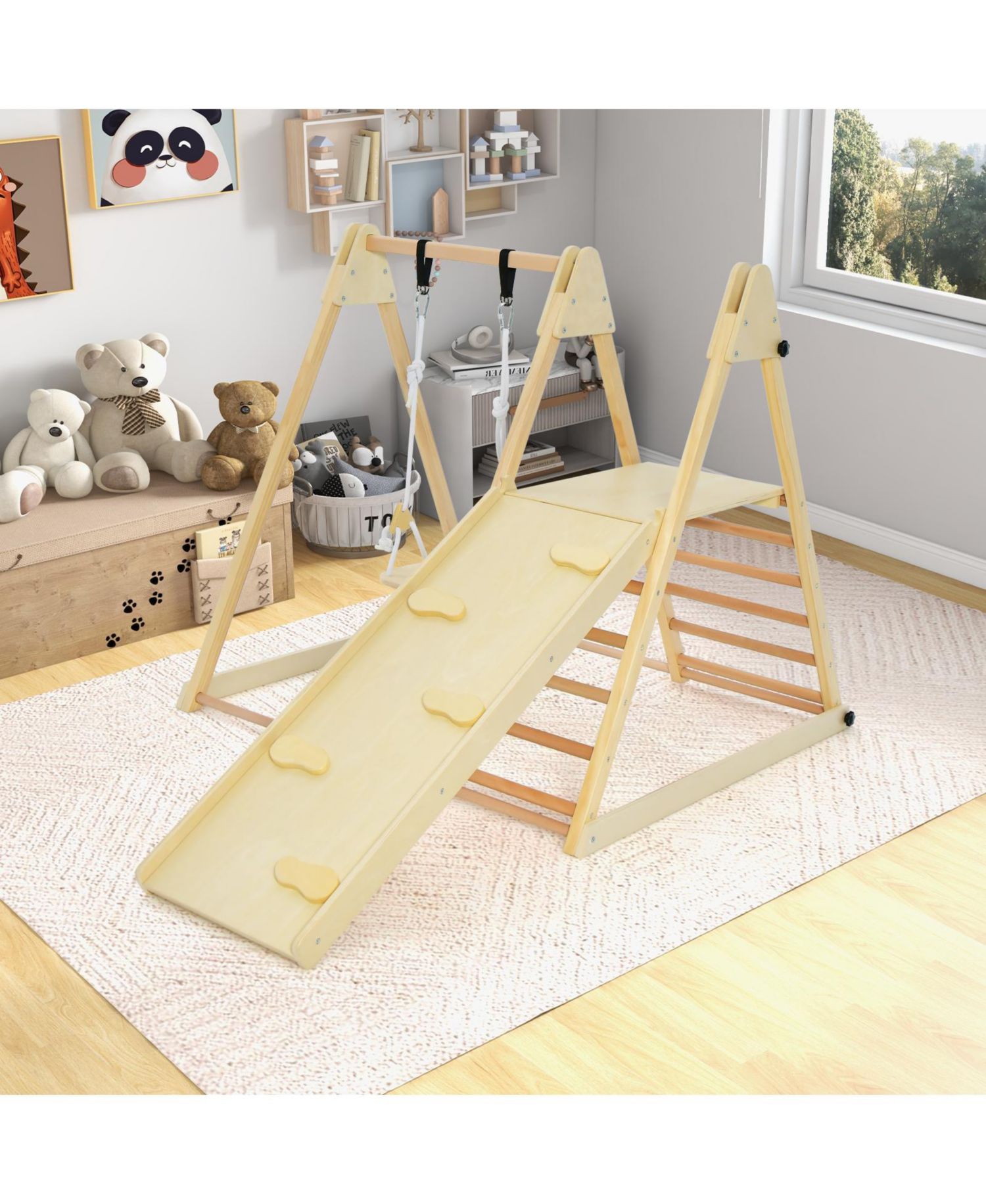5-in-1 Foldable Adjustable-Swing Jungle Gym