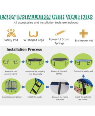 12 Feet Recreational Trampoline with Basketball Hoop