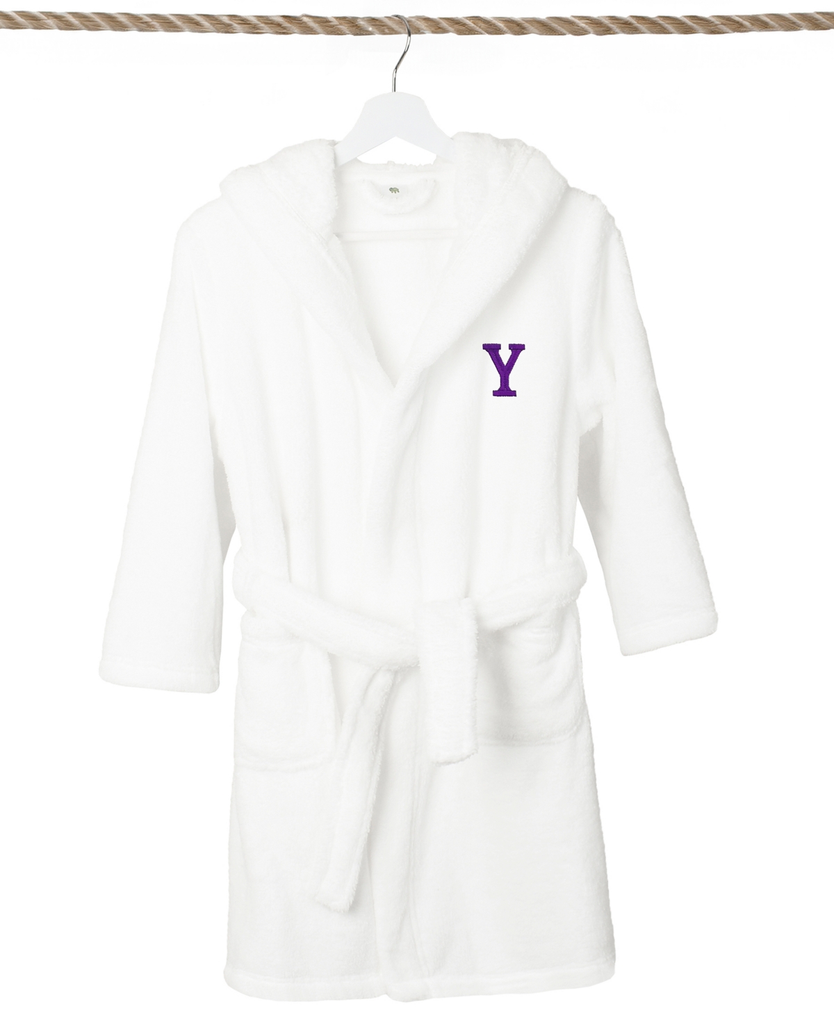 Shop Linum Home Personalized Kids Super Plush Hooded Bathrobe In White,purple Y