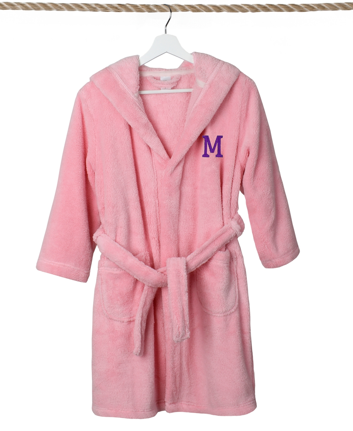 Linum Home Personalized Kids Super Plush Hooded Bathrobe In Pink,purple M