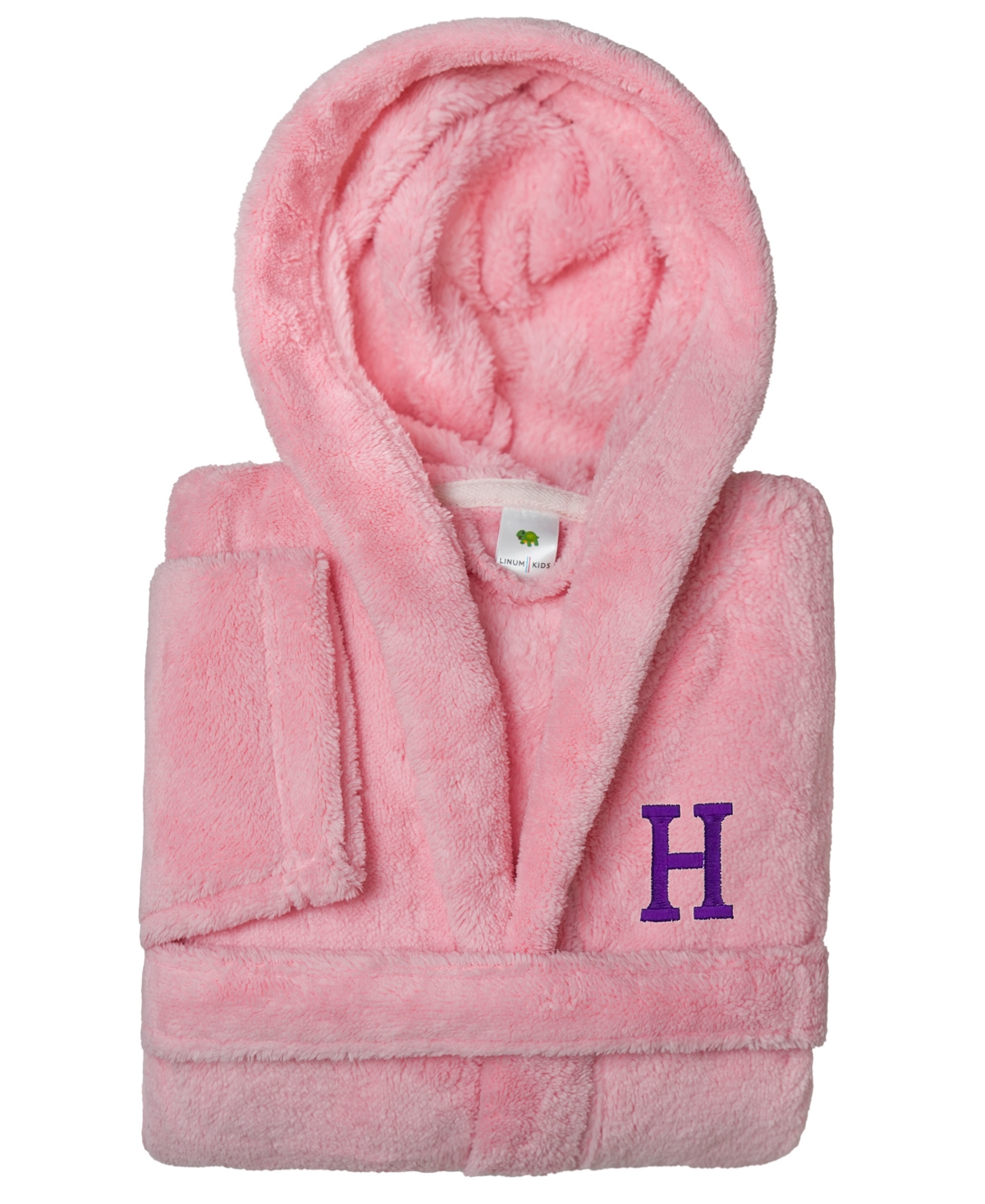Linum Home Personalized Kids Super Plush Hooded Bathrobe In Pink,purple H