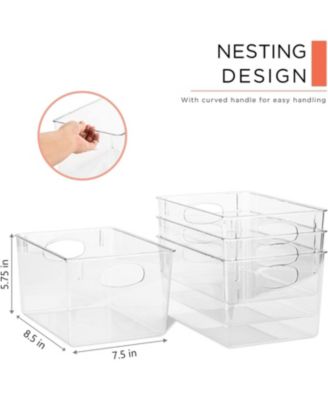 2-Pack Medium Clear Storage Bins with Handles - Organize fridge & pantry essentials! Stackable, portable, clear view for easy access