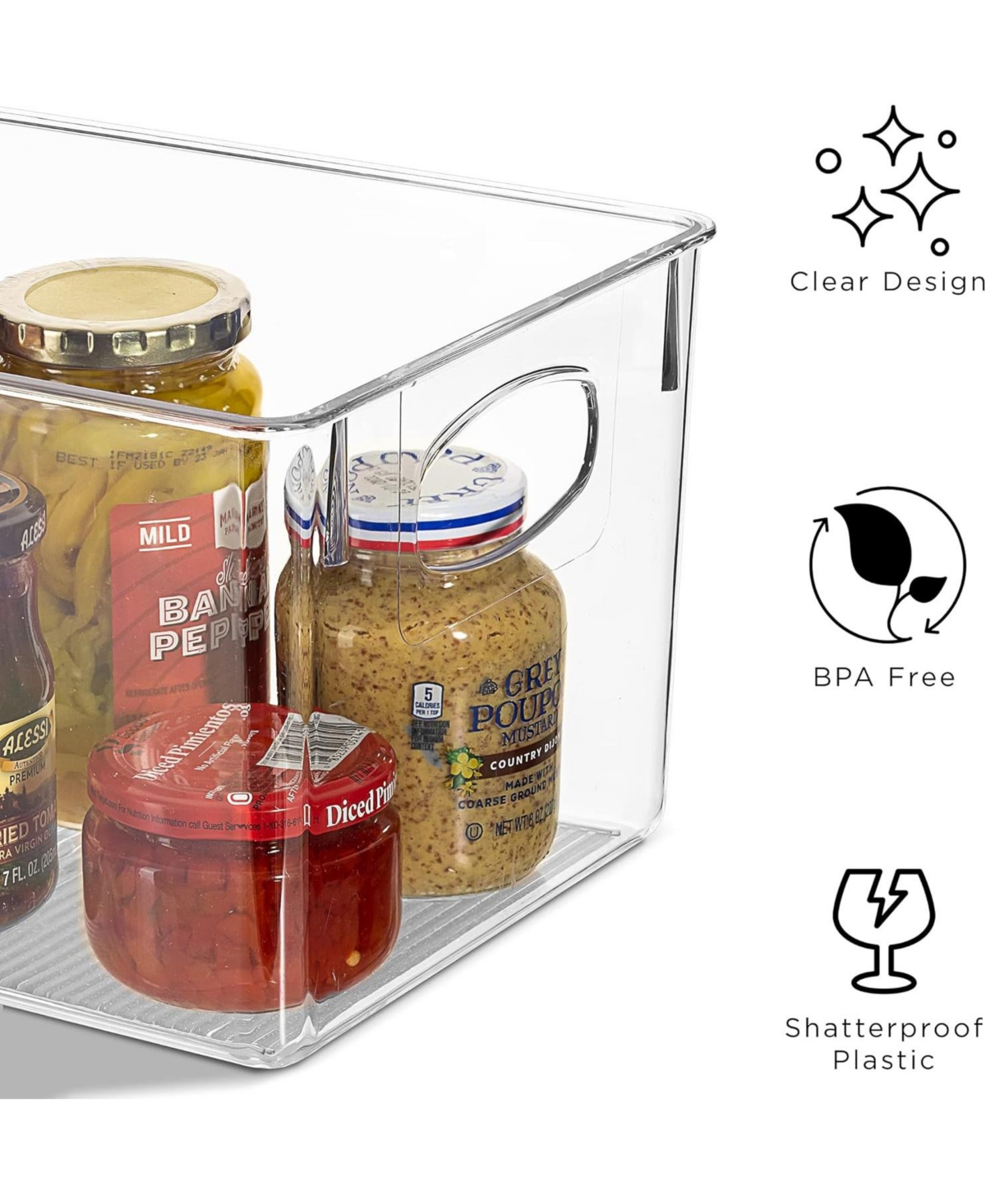 Sorbus 4-Pack Clear Storage Bins with Handles - Organize fridge & pantry essentials! Stackable, portable, clear view for easy access