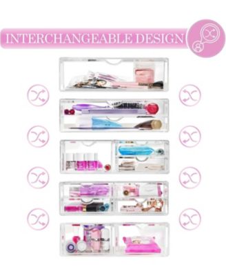 2 Clear Large Stackable Acrylic Drawers - for Organizing Make up, Nail Polish, Hair Accessories, and Beauty Supplies