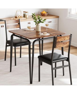 Dining Table for 2, Small Table and Chairs Set of 2, Square Dinette Set for 2, Dinner Table Set, 3 Piece Kitchen & Dining Room Sets for Small Space, Apartment (Vintage, Dining Table with 2 Chairs)
