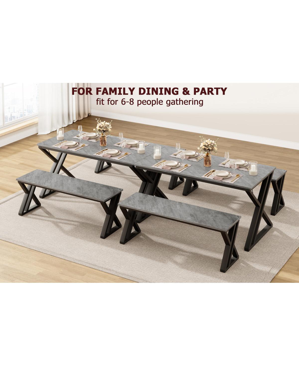 gaomon Kitchen Table with Benches, Dining Table Set for 4, Saving Space Dining Room Table Set for Kitchen, Dining Room, Apartment, Sturdy Metal Frame